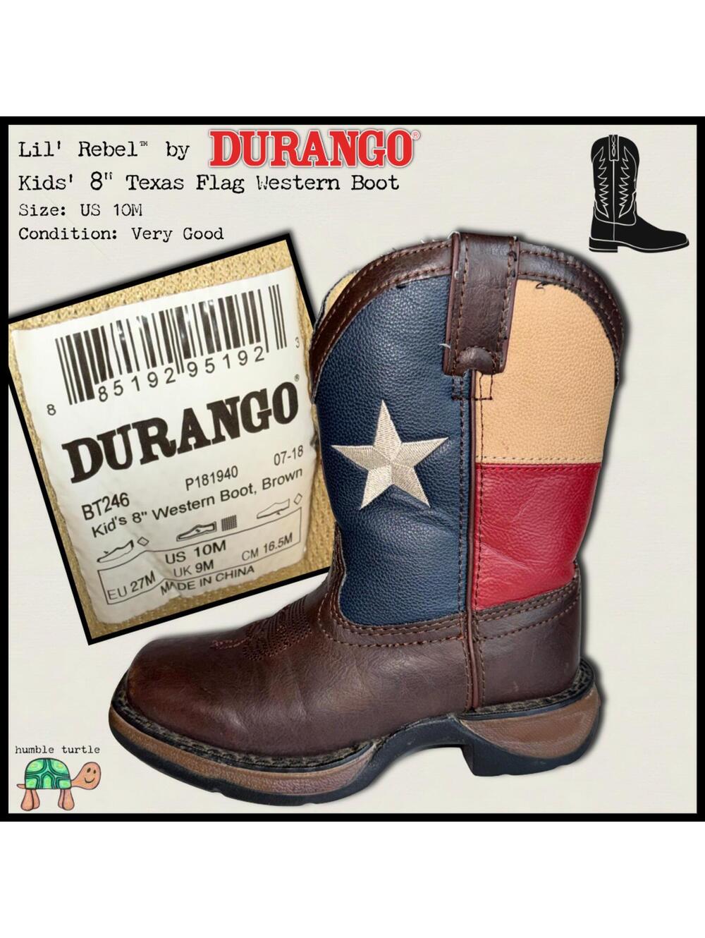 Lil' Rebel™ by Durango® Kids' Texas Flag Western Boot | Size US 10M